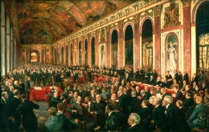 Painting of The signing of the treaty of peace at Versailles, by Joseph Finnemore